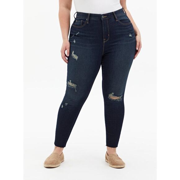Torrid Premium Sky High Skinny Stretch High-Rise Jean Size 24R Distressed Jeans - Picture 1 of 11